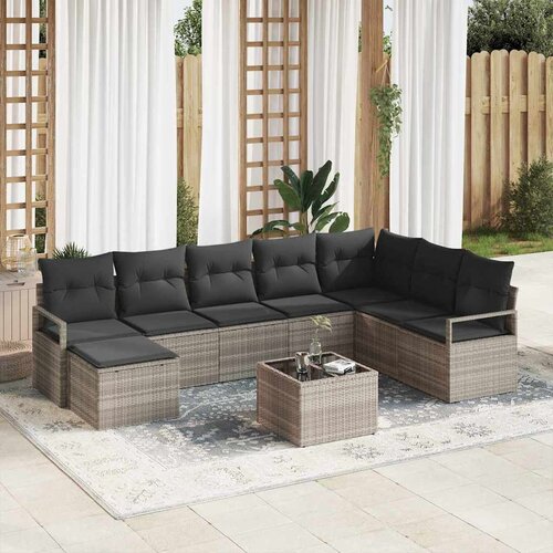  Set sofe s jastukom 9 pcs Svjetlosiva poliratan Cene