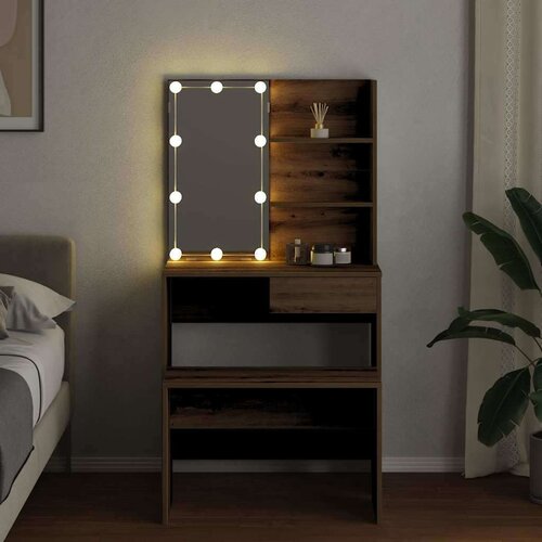 VidaXL toaletni stolić s LED-om Artisan hrastovinom izrađenim drvom Slike