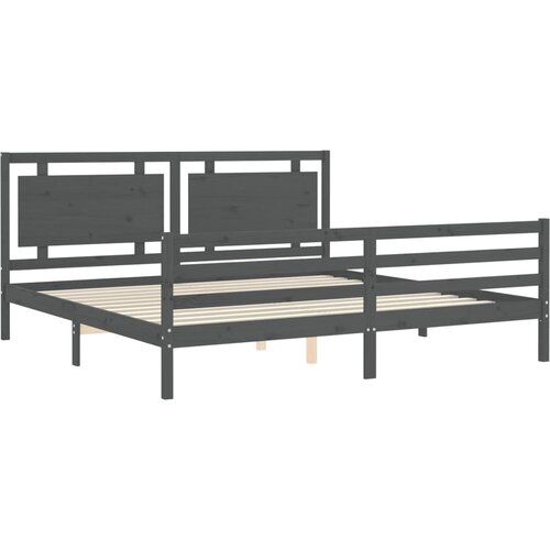  Okvir za krevet s uzglavljem sivi 200 x 200 cm od masivnog drva Slike