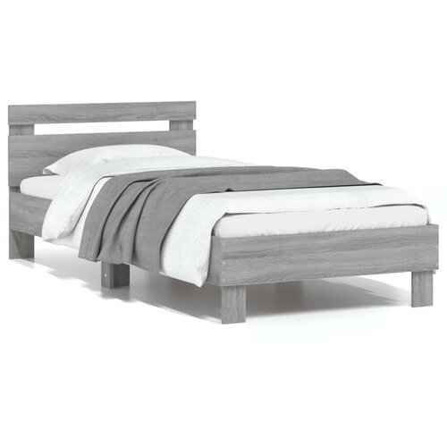 Maison Chic Posteljni okvir - Enojna postelja - Postelja za odrasle z vzglavjem siva sonoma 75x190 cm inž. les-J16386, (21764384) Slike