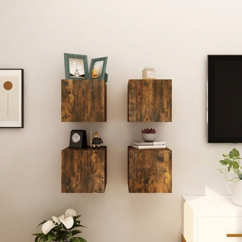 vidaXL Zidni TV ormarići 4 kom boja dimljenog hrasta 30,5 x 30 x 30 cm Cijene