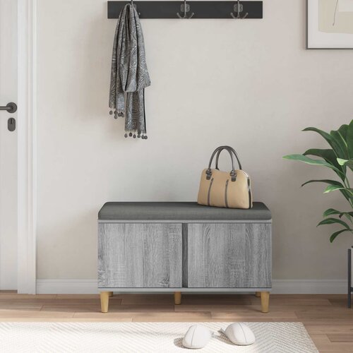  Klupa za hodnik s jastukom Sivi Sonoma 80 x 38 x 46 cm Slike