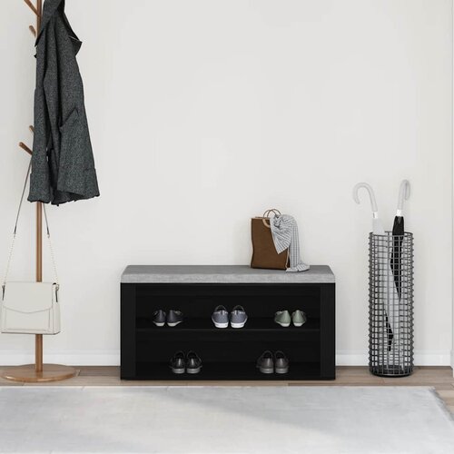  Klupa za cipele crni hrast 100x35x45 cm inženjerski drvo Slike