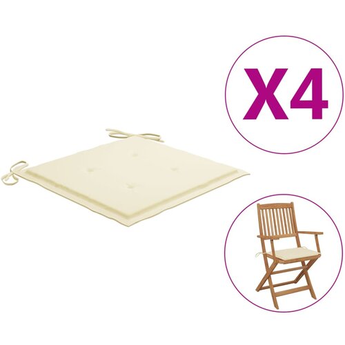 VidaXL jastuci za vrtne stolice 4 kom krem 40 x 40 x 3 cm Slike