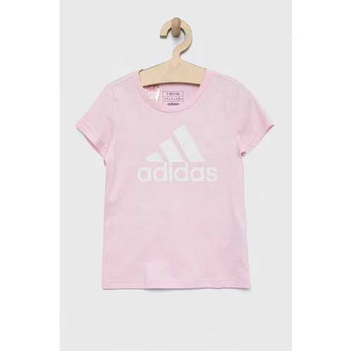 Adidas Otroška bombažna kratka majica G BL roza barva