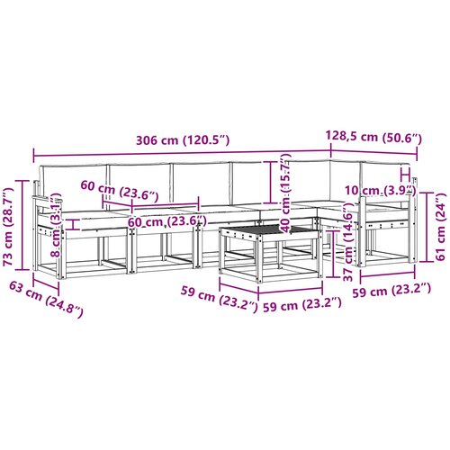  Set vanjskih sofa s jastukom 7 pcs Bijela i krem Poliester Slike