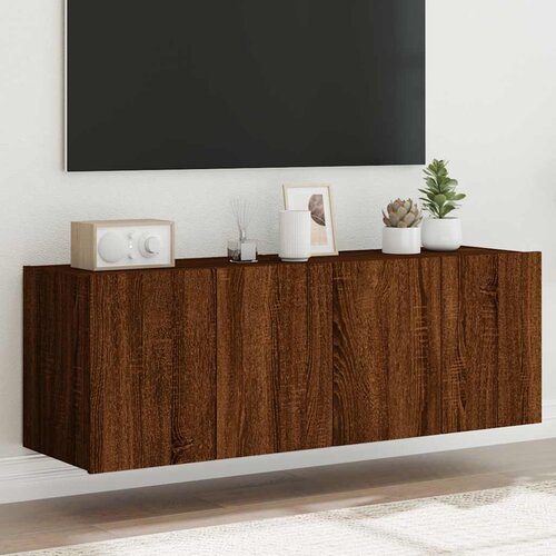  Zidni TV ormarići LED 2 kom smeđa boja hrasta 60x35x41 cm Slike