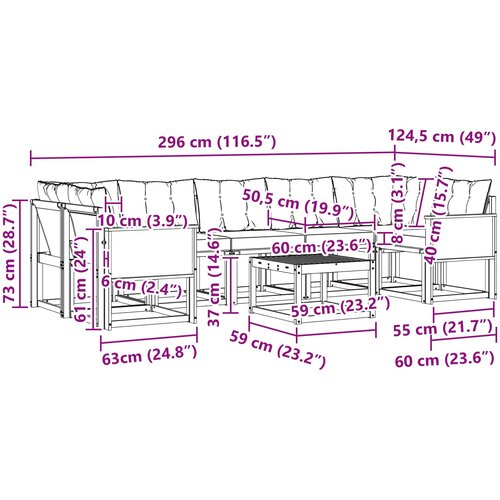  Set vanjskih sofa 8 kom. Prirodna i svjetlosiva Slike