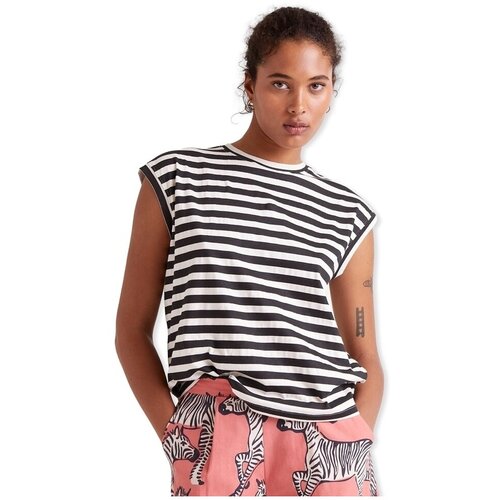Compania Fantastica Puloverji COMPA&amp;Ntilde;IA FANT&amp;Aacute;STICA T-Shirt 42006 - White/Black Črna Slike