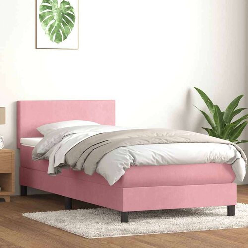 Box spring postelja z vzmetnico roza 80x220 cm žamet, (21793151) Slike