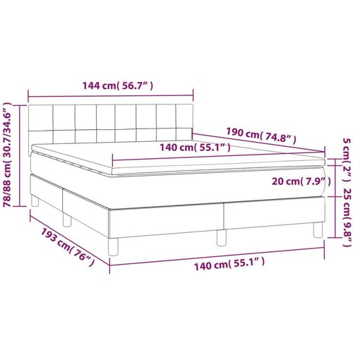  S oprugama i madracem crni 140 x 190 cm od tkanine Slike