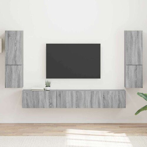  Set TV komoda Zidne 4 pcs Siva Sonoma Konstruirano drvo Cijene