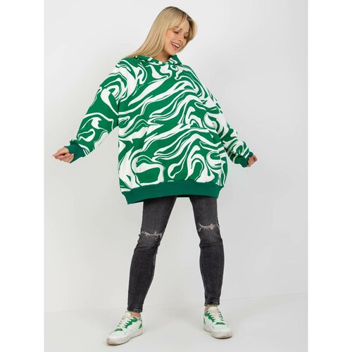 Fashion Hunters Green and white oversize sweatshirt with a print Slike