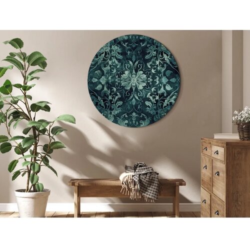  Okrugla slika - Oriental Pattern Carpet: Emerald Ornaments and Worn Patterns 60x60 Cene