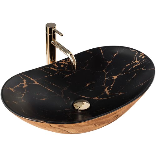 Rea Nadgradni umivaonik Royal In Black Marble Gold Slike