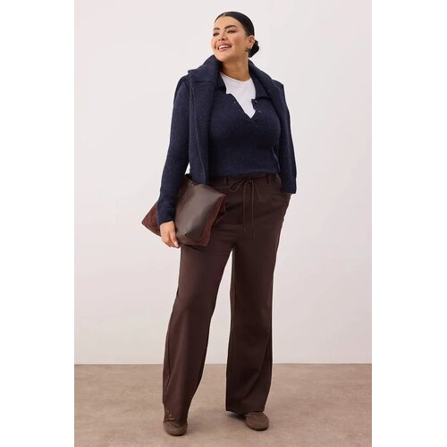 Trendyol Ženske pantalone Tbbaw26Ar00000, Smeđe Slike