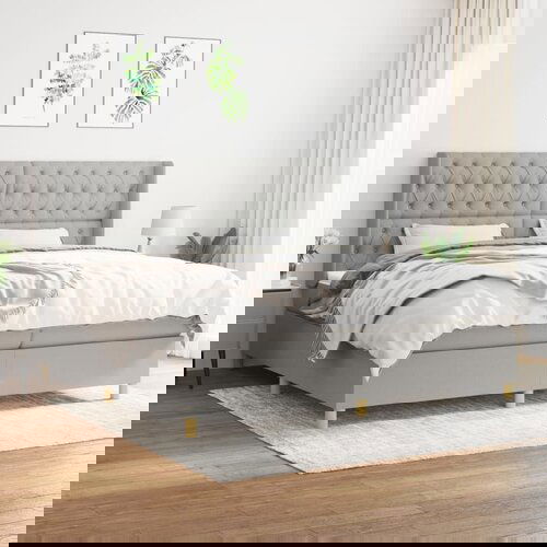 vidaXL Krevet s oprugama i madracem svjetlosivi 200 x 200cm od tkanine Cene