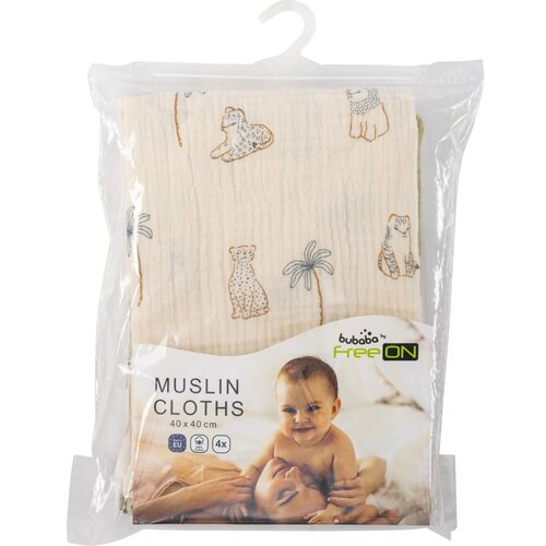 Bubaba by FreeON tetra krpice muslin 4/1, 40 x 40 cm green/beige Cene