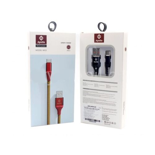 DATA CABLE APOLLO W03 TYPE C GREY Slike