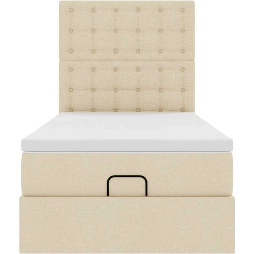 VidaXL Otomanski okvir kreveta s madraca krem 90x190cm od tkanine Slike