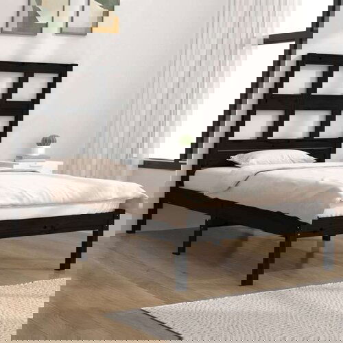 Posteljni okvir črn iz trdnega lesa 75x190 cm 2FT6, (20684905) Slike