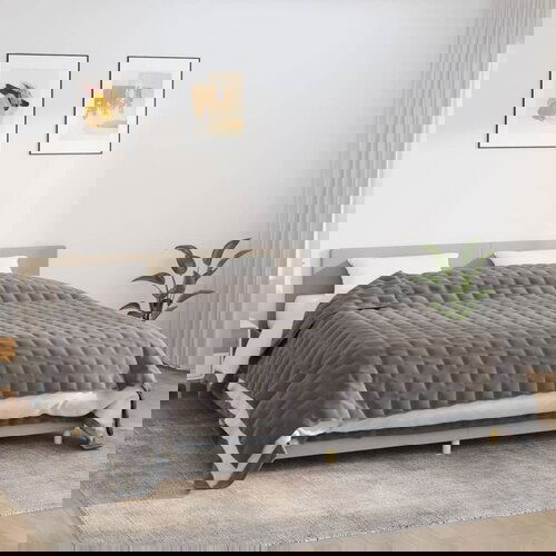 vidaXL Obtežena odeja siva 220x260 cm 15 kg blago Cene