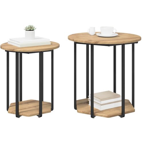  Set pomoćnih stolića 2 kom. Smeđa 50 x 50 x 50,5 cm Slike