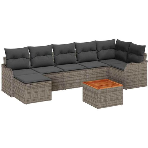  Sjedeća garnitura za vrt 8 kom. Bež i svijetlo poliratan 287,5 x 122,5 x 69 cm Slike