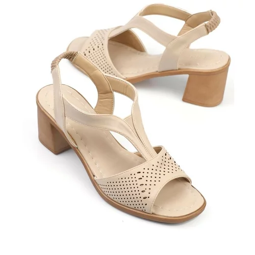 Capone Outfitters Capone Open Front Beige Women's Heeled Shoes