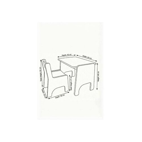 Hanah home Dječiji set stol i stolica, 63x46x45cm, Plava Slike
