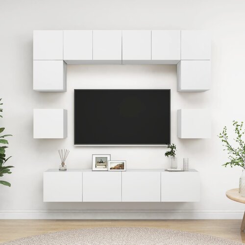  8-dijelni set TV ormarića bijeli od konstruiranog drva Slike