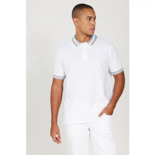 AC&Co / Altınyıldız Classics Men's White Slim Fit Slim Fit 100% Cotton Anti-roll Polo Neck T-Shirt.