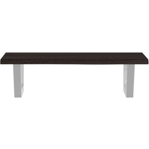  Zidna polica za umivaonik od čelika i masivne hrastovine Smeđa 60 x 40 x 2 cm Slike