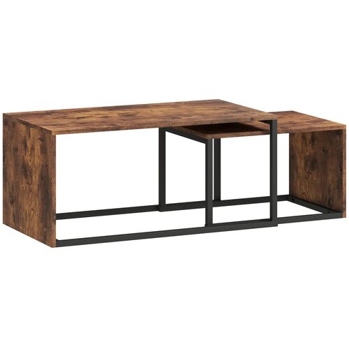  Set od 2 stolića za kavu  stolića za sofu  pomoćnih stolića  iverica  metal  90 x 48 x 42 cm/59 x 42 x 36 cm  crna+smeđa Cijene