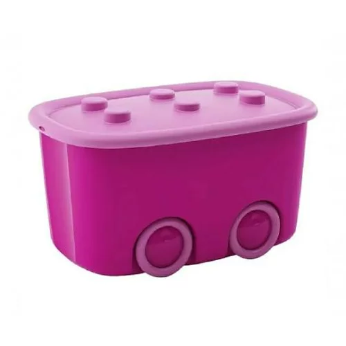 Kis kutija za pohranu na kotačićima Funny Box (D x Š x V: 32 x 58 x 38,5 cm, Plastika, Boja poklopca: Roze boje)