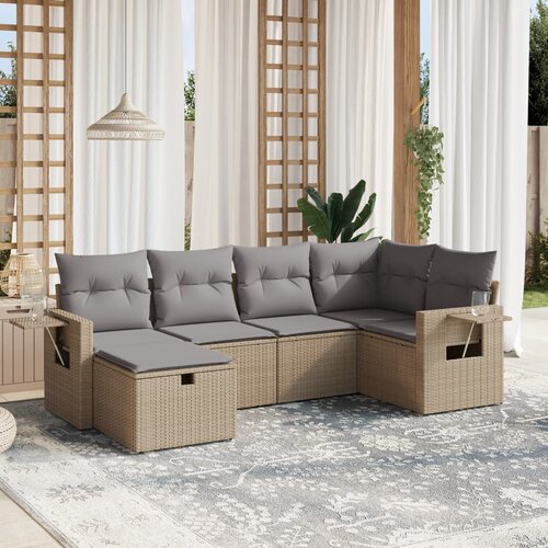 vidaXL 6-dijelni set vrtnih sofa s jastucima bež od poliratana Cijene