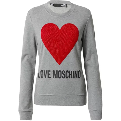 Love Moschino Sweater majica 'FELPA' siva / crvena