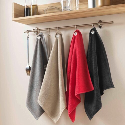 Douceur d int&amp;eacute;rieur Črna frotirna bombažna brisača 50x50 cm Cuistot &amp;ndash; Slike
