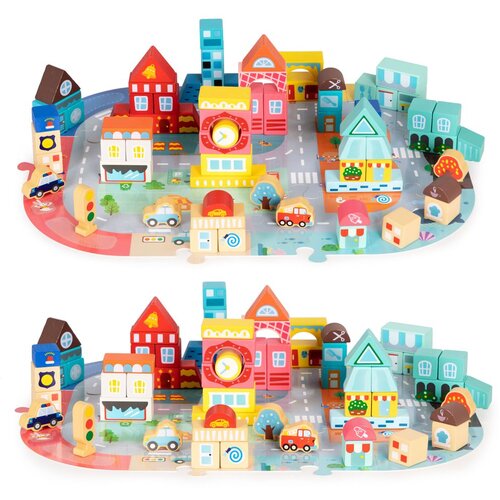 ECO TOYS EcoToys drveni set kockica 88 komada &amp;scaron;areni grad Slike