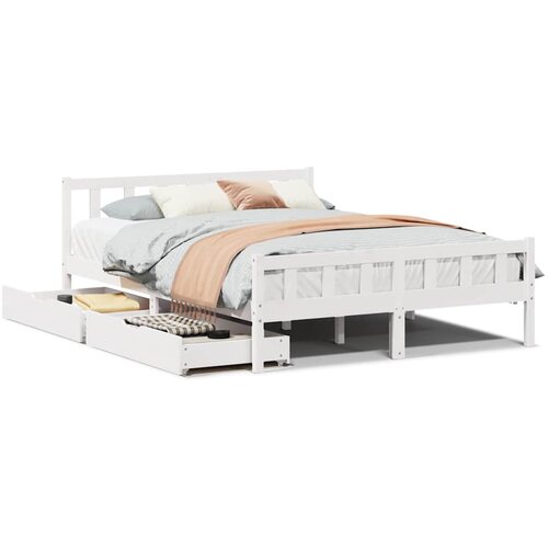 Maison Chic Posteljni Okvir - Dvoposteljna postelja brez vzmetnice bel 150x200 cm trdna borovina, (22082328) Cene