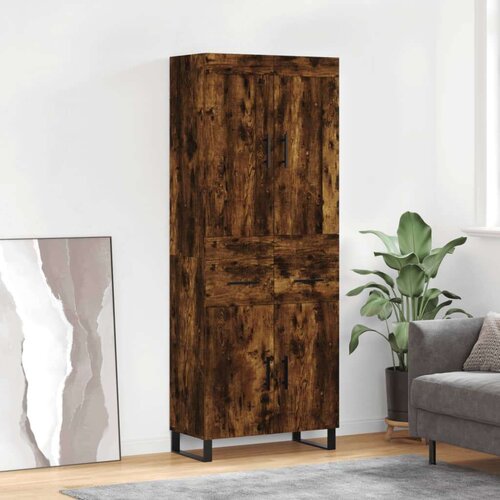  Visoka komoda dimljeni hrast 69 5x34x180 cm konstruiranog drva Cijene