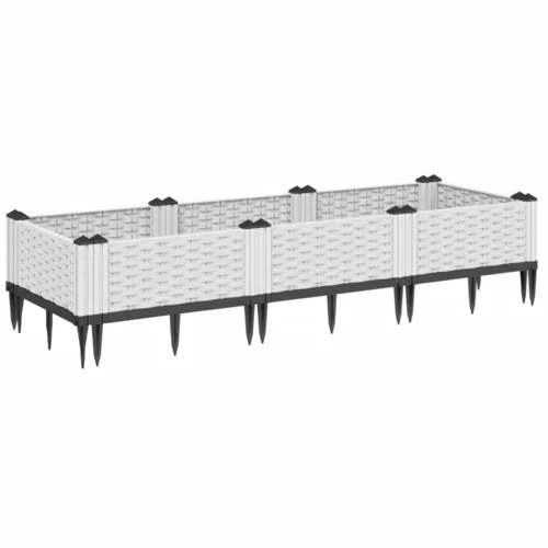 MAISON CHIC Cvetlično korito - Cvetlični Lonec z zatiči belo 125x40x28,5 cm PP, (21788734)