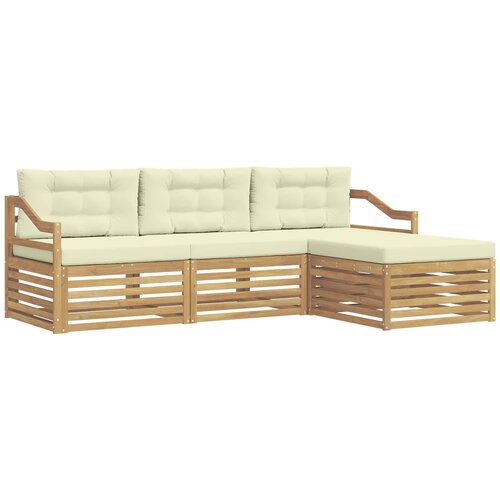 vidaXL Zunanja garnitura za sedenje 4 pcs Bela in krem Poliester, (5000282417) Cene