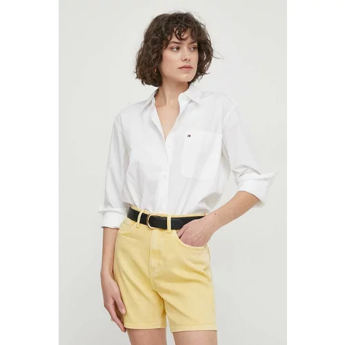Tommy Hilfiger Pamučna košulja za žene, boja: bijela, relaxed, s klasičnim ovratnikom