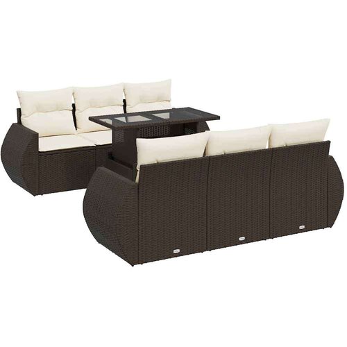 vidaXL 7-dijelni set vrtnih sofa od poliratana s jastucima smeđi Cijene