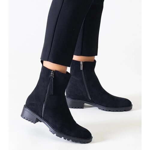 Gemre Zahra black high platform ankle boots in eco-suede Cene