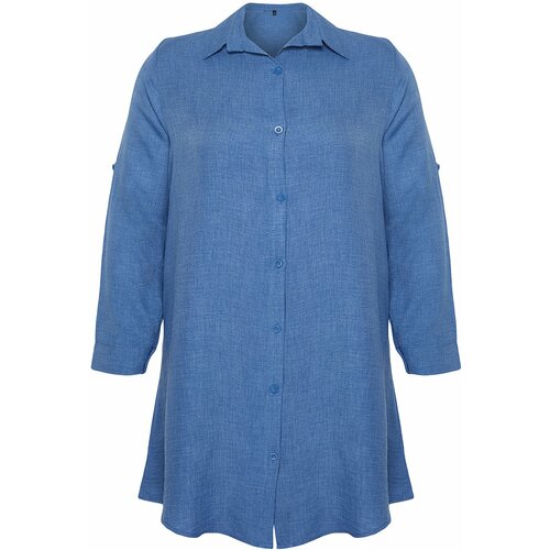 Trendyol Curve Blue Plus Size Shirt Cene