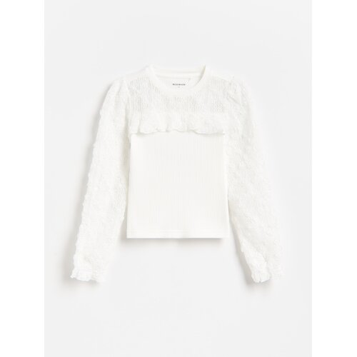 Reserved Bluza s čipkom - krem Cijene