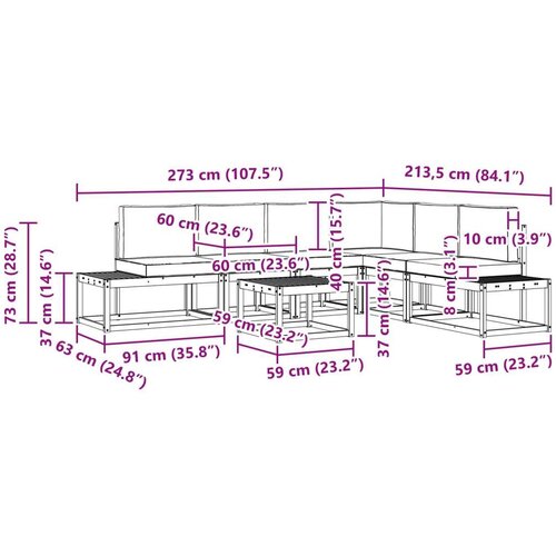  Set vanjskih sofa s jastukom 7 Komad Prirodna i svijetlo siva Slike