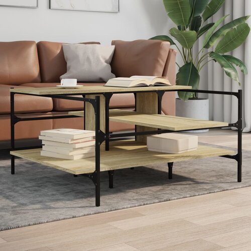 vidaXL Klubska mizica sonoma hrast 100x100x48,5 cm inženirski les Cene